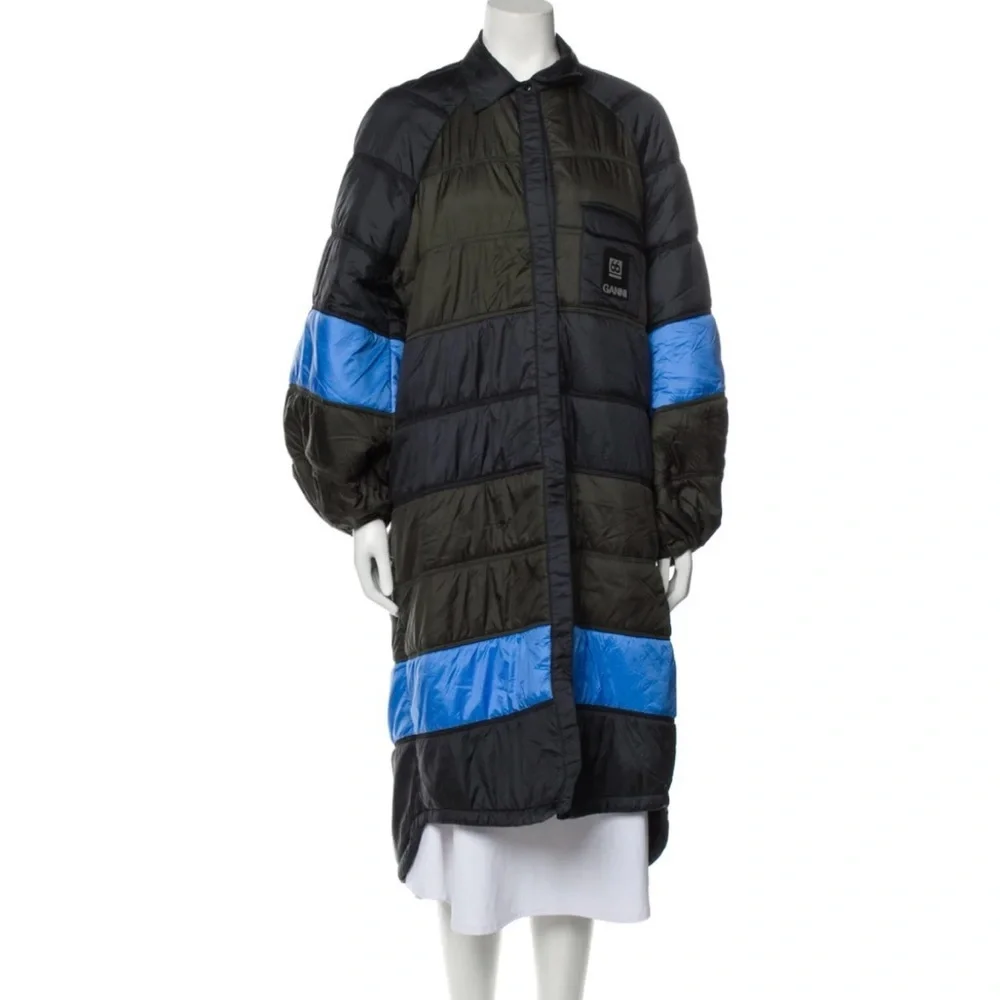 GANNI X66°NORTH Vatnajökull Quilted Black Green Open Back Puffer Coat Dress XS/S - Picture 7 of 12